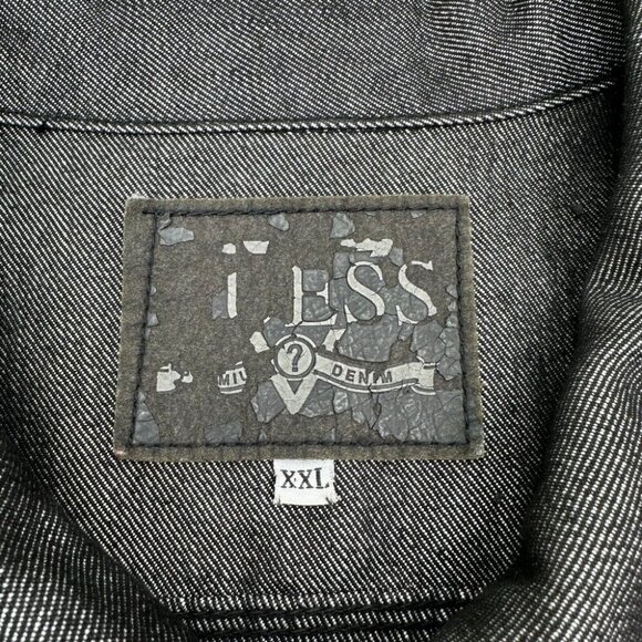 Guess Denim Trucker Jacket Men's XXL Gray Iridescent Silver Y2K Baggy Vintage - Picture 2 of 14